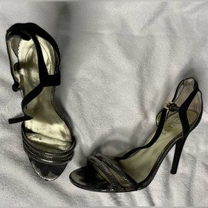 Black and gold heels